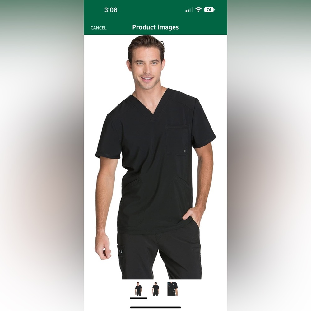 Infinity by Cherokee Black Scrub Top